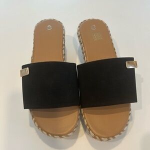 WOMENS PLATFORM WEDGE SANDAL BLACK, CREME, TAN SIZE 41 BRAND NEW NO BOX
